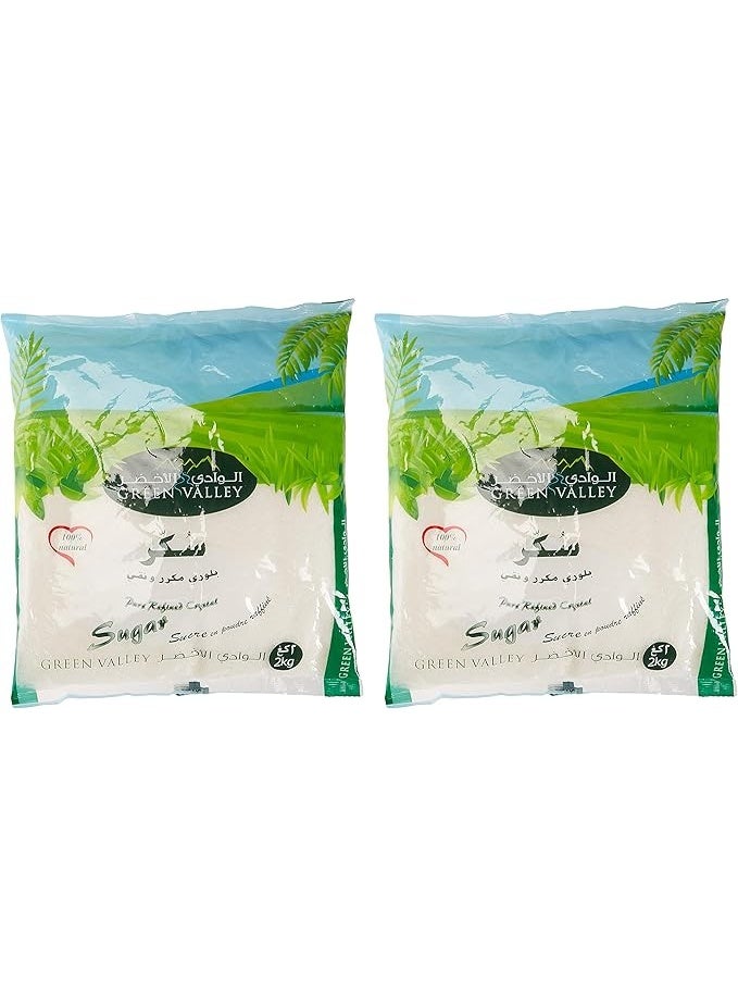 Green Valley White Sugar 2 kg x 2 Pack – Pure Refined Granulated Sugar for Daily Use (4 kg Total) - Image 1